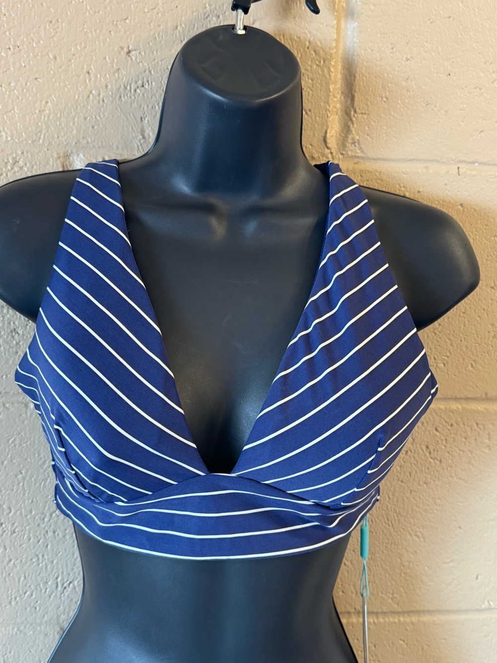 Sea Folly Swim of Australia Navy Blue and White Striped Bikini Tops, NWT